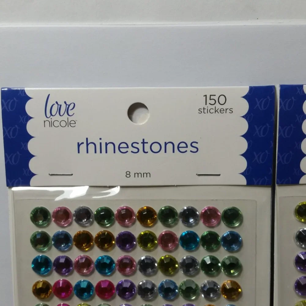 Rhinestone Stickers 8mm 2 Sheets Multi Colored